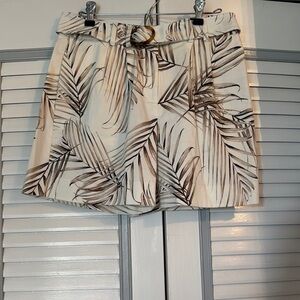 White House Black Market Cream and Brown High Waist Shorts